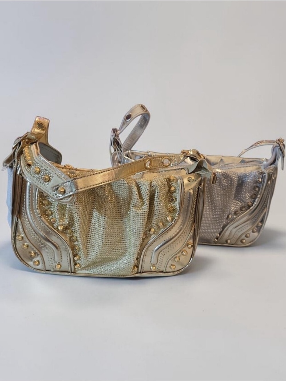 Olivia Miller Metallic Silver Studded Shoulder Bag